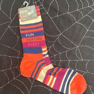 Blue Q Fun Person Alert Men's Socks - Orange, Purple, Cream